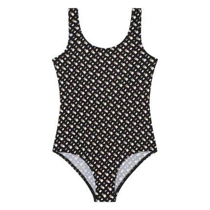 Maillot De Bain 1 Pièce Motif/style Logo Enfant (Noir / Marron)