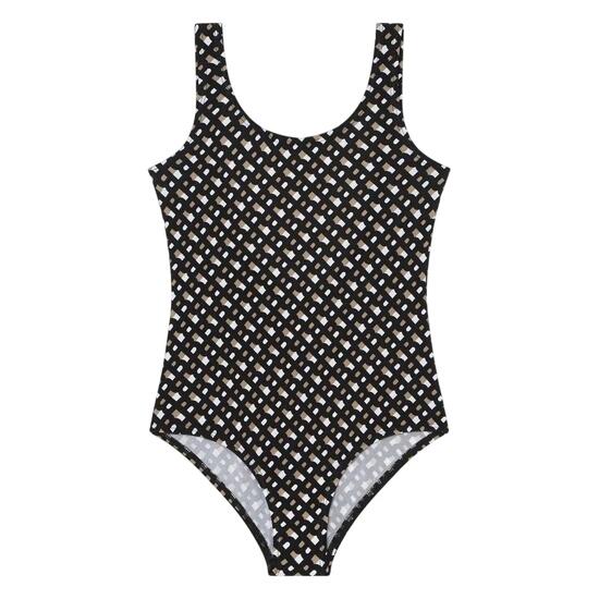Maillot De Bain 1 Pièce Motif/style Logo Enfant (Noir / Marron)