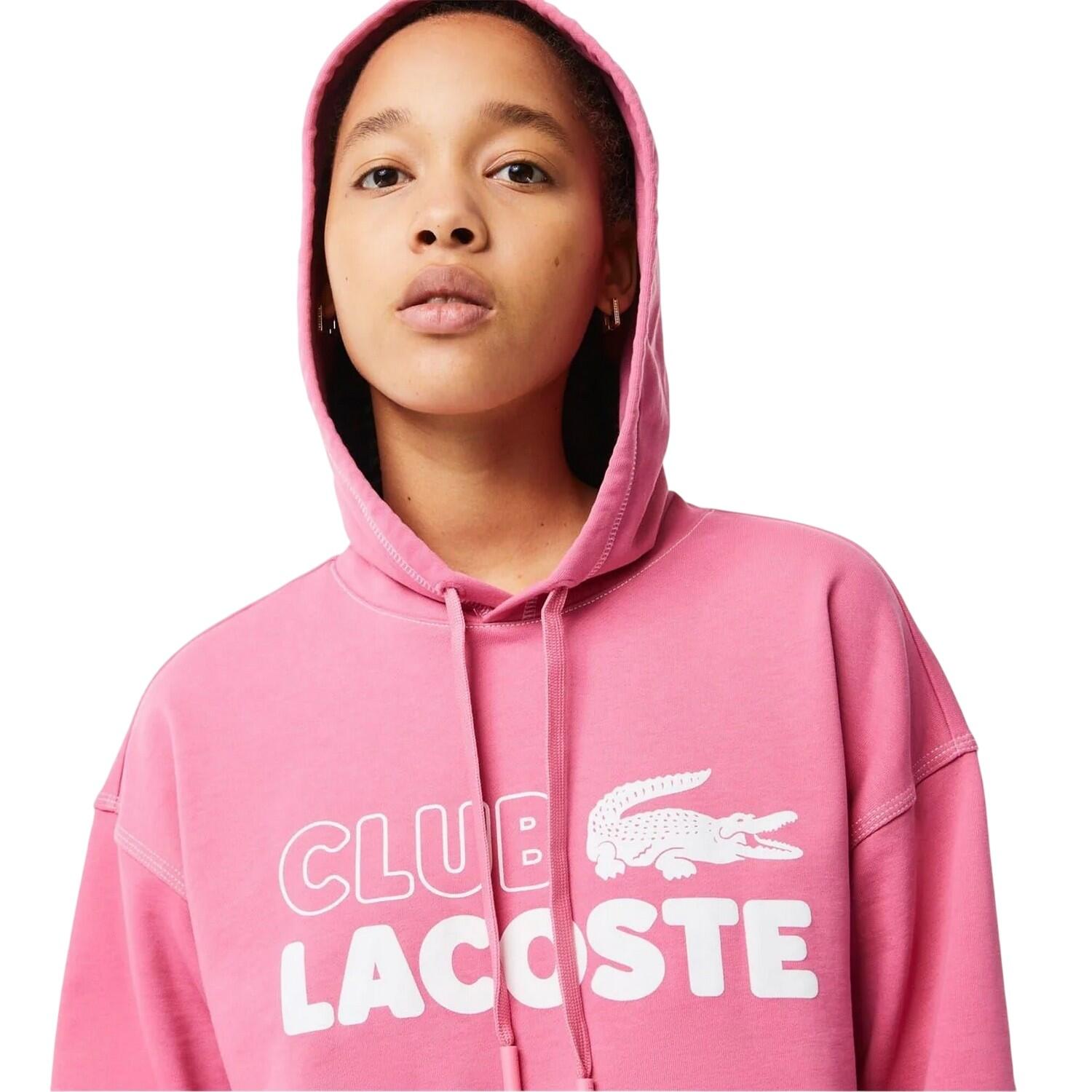 Felpa Con Cappuccio Vestibilità Rilassata Manica A Goccia Donna Lacoste Rosa 3/3