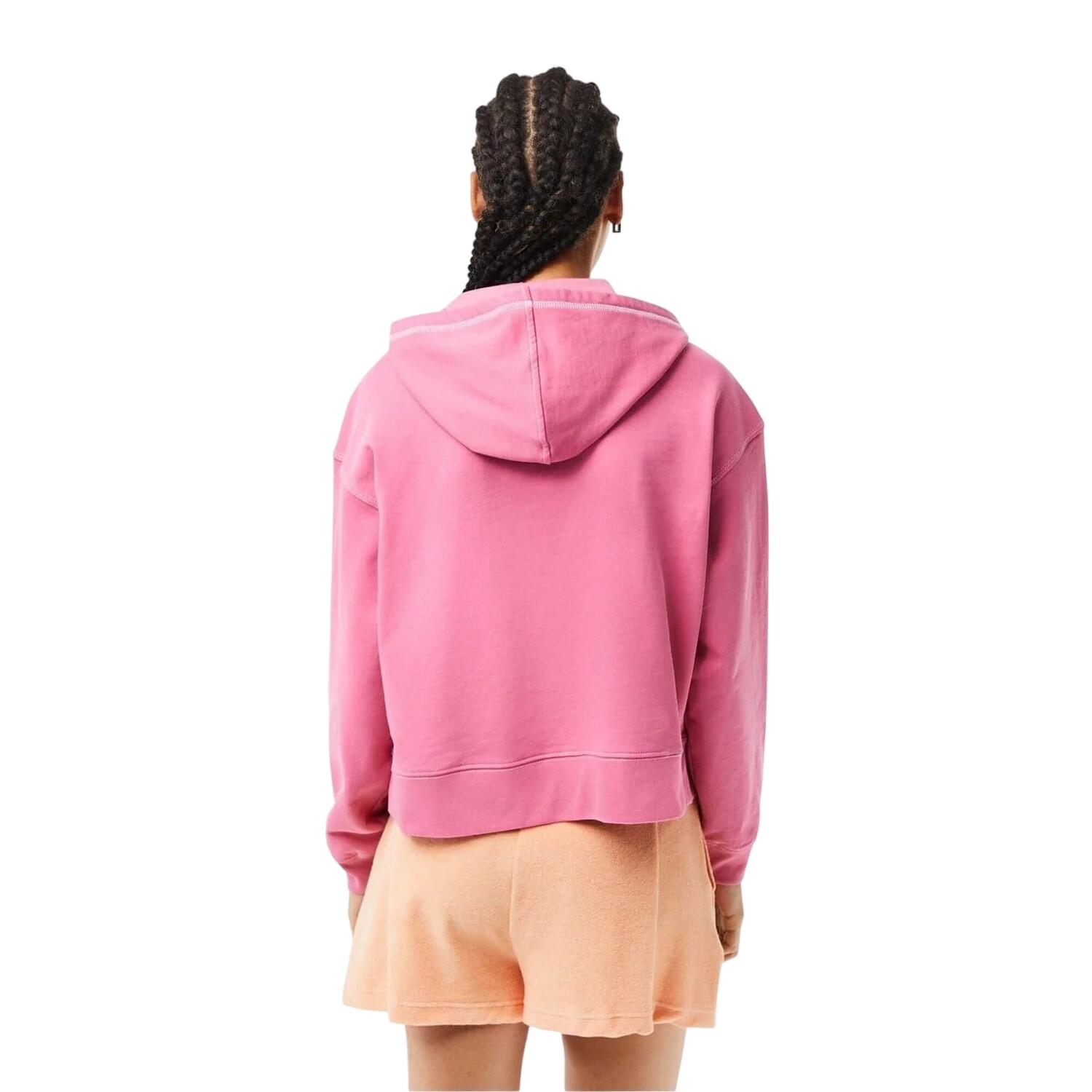 Felpa Con Cappuccio Vestibilità Rilassata Manica A Goccia Donna Lacoste Rosa 2/3