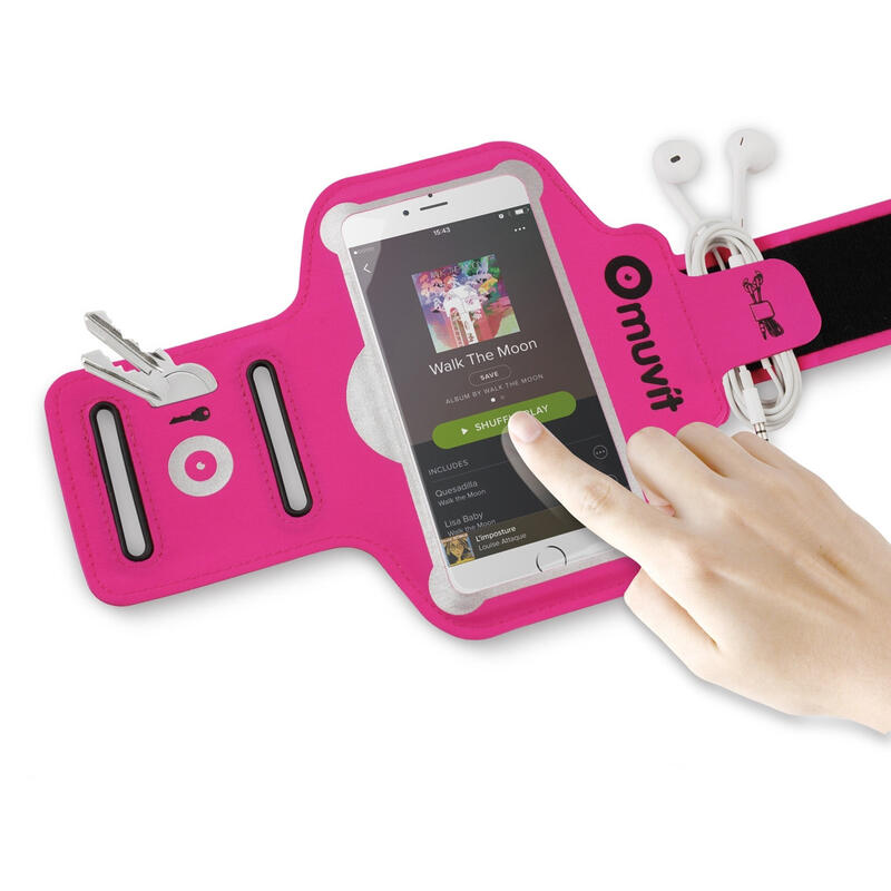 Brazalete fino universal 4"-4,7" fucsia + bolsa deporte