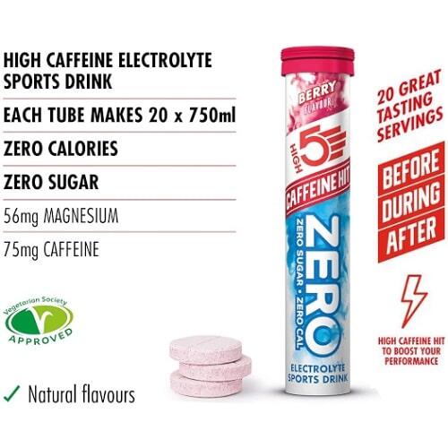 High5 Sports Nutrition Electrolyte Zero Caffeine Hit 20 Effervescent Tabs berry
