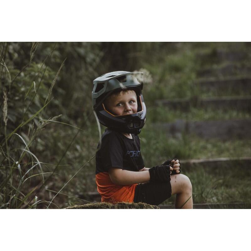 Cască Force DROP full-face downhill, verde-negru L-XL.