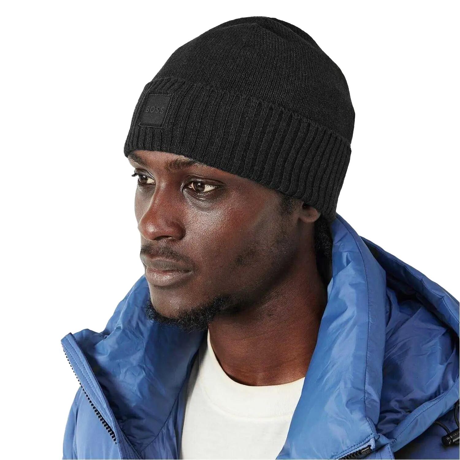 Mens Akaio Wool Beanie (Black) 3/3
