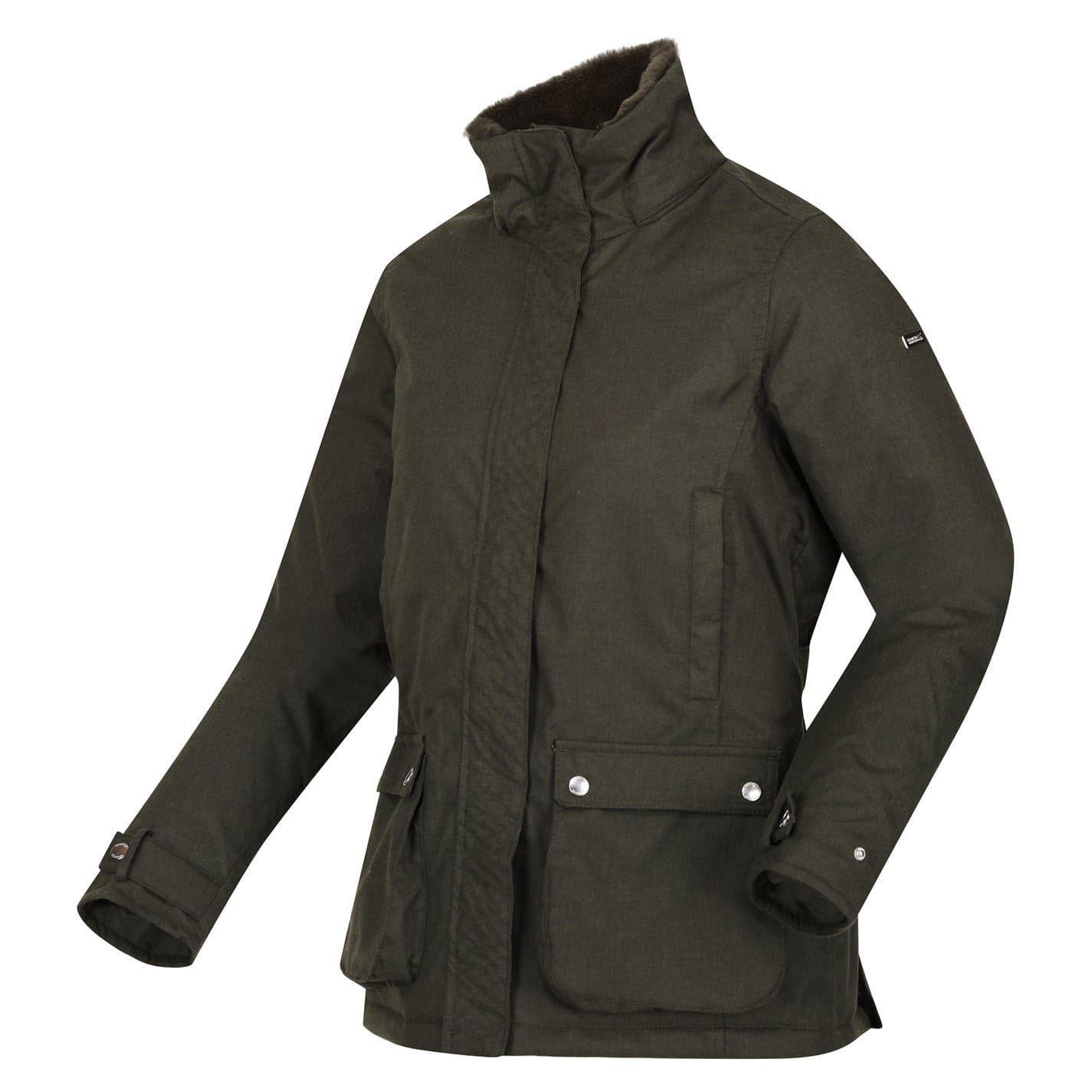 Womens/Ladies Leighton Plaid Waterproof Jacket (Dark Khaki) 2/4