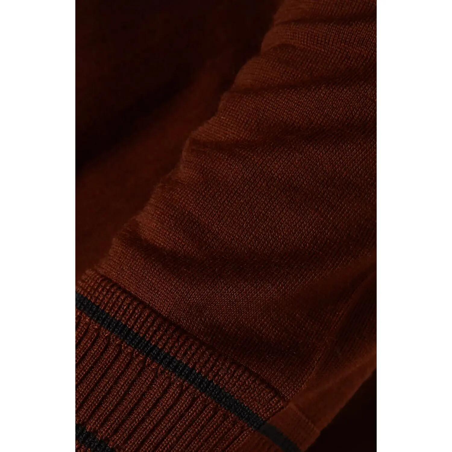 Mens Mock Neck Regular Raglan Sweater Top (Medium Brown) 4/4