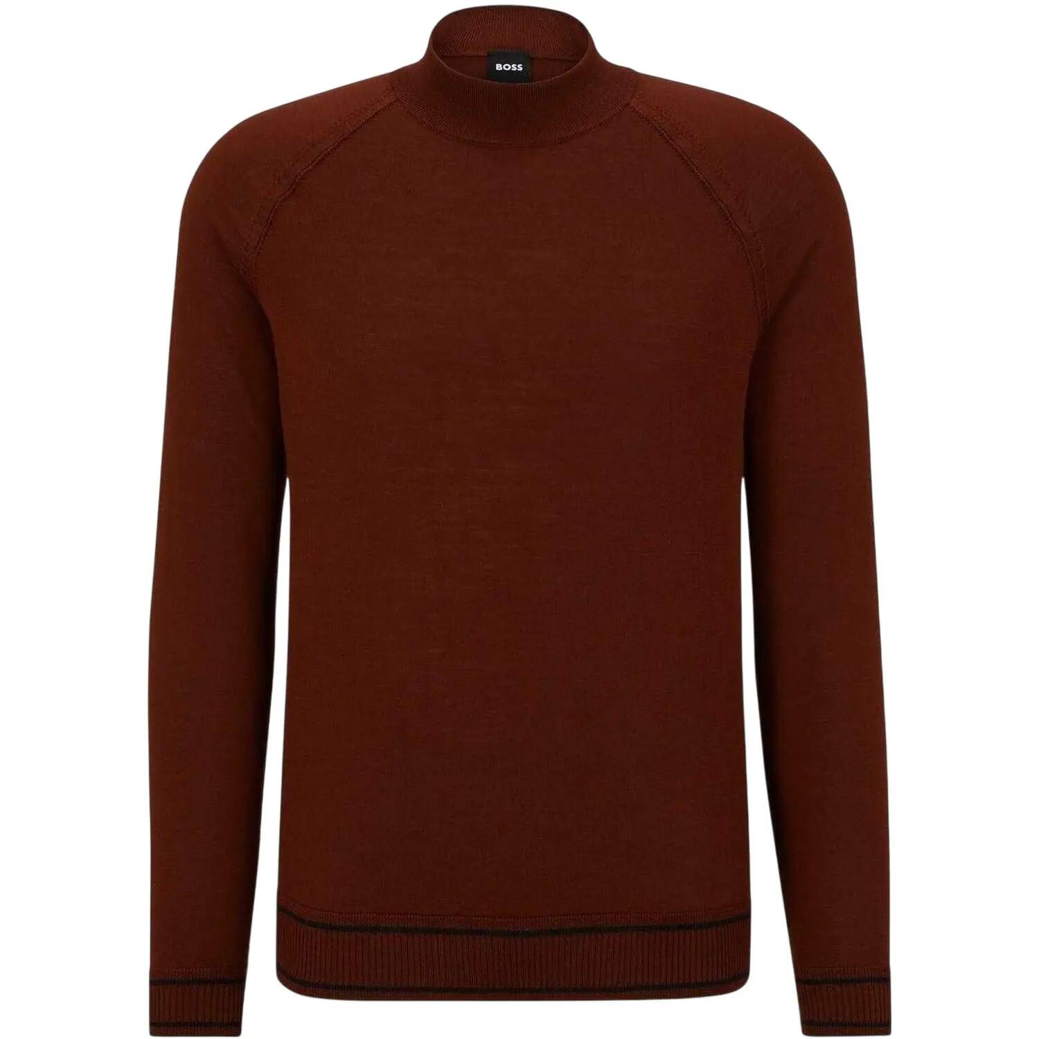 Mens Mock Neck Regular Raglan Sweater Top (Medium Brown) 2/4