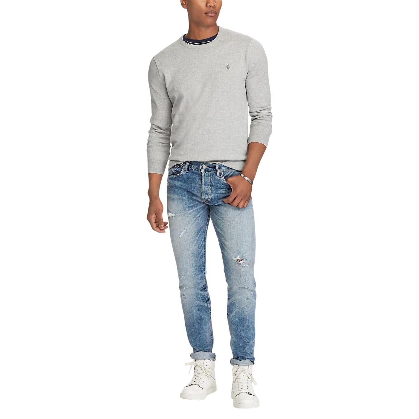 "Pima" Sweatshirt für , Rundhalsausschnitt Herren meliert 4/4