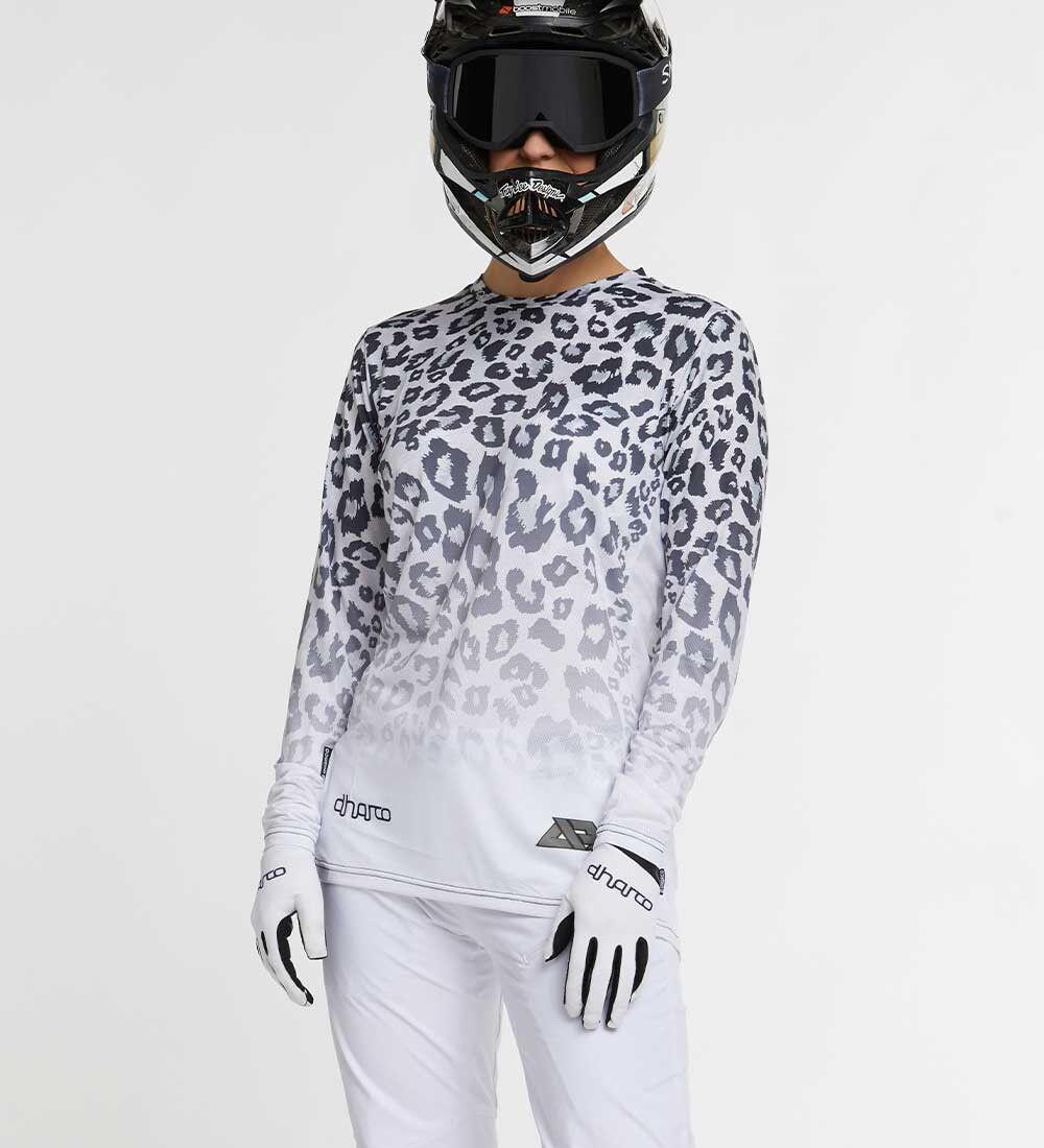 Dharco Women's Long Sleeve Jersey Signed Amaury Pierron White Leopard 2/5