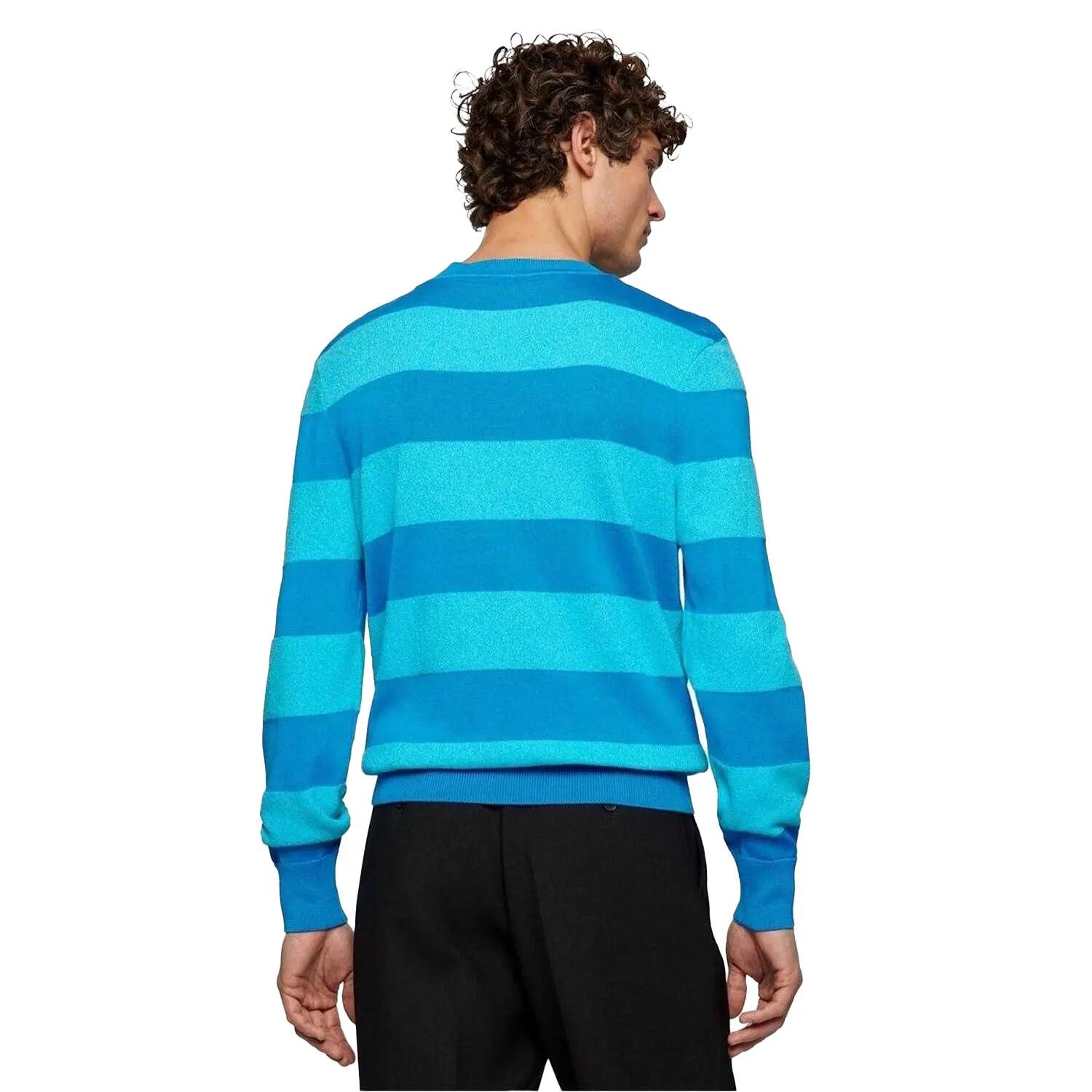 Mens Eromeo Horizontal Stripe Regular Jumper (Bright Blue) 3/3