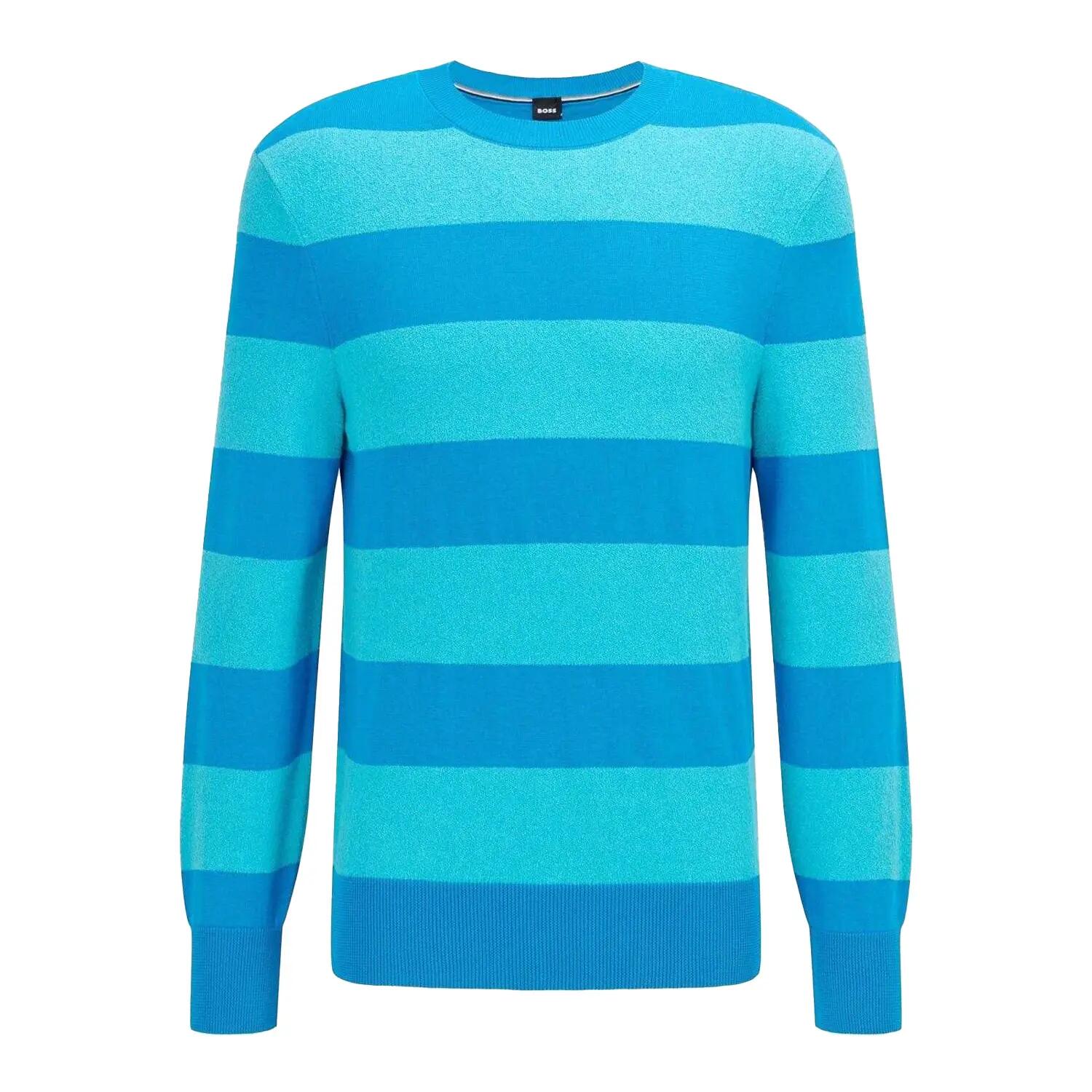 Mens Eromeo Horizontal Stripe Regular Jumper (Bright Blue) 2/3