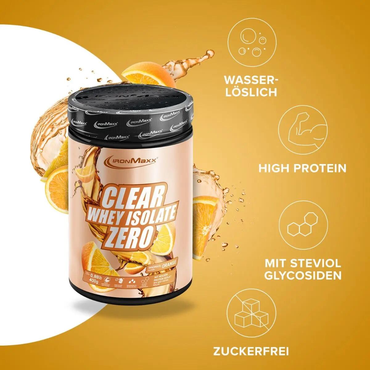 Ironmaxx Clear 100% Whey Isolate ZERO 400g Orange 3/4