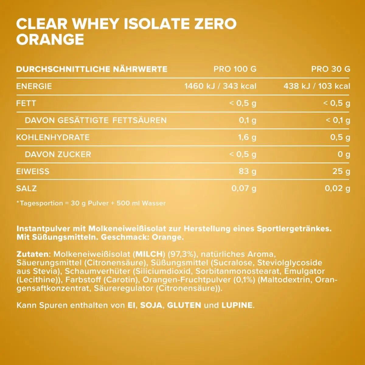 Ironmaxx Clear 100% Whey Isolate ZERO 400g Orange 2/4