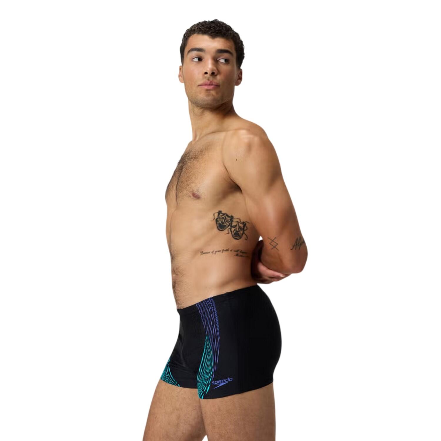 Short De Bain Motif/style Imprimé Graphique Homme (Noir / Bleu Imprimé 3/3