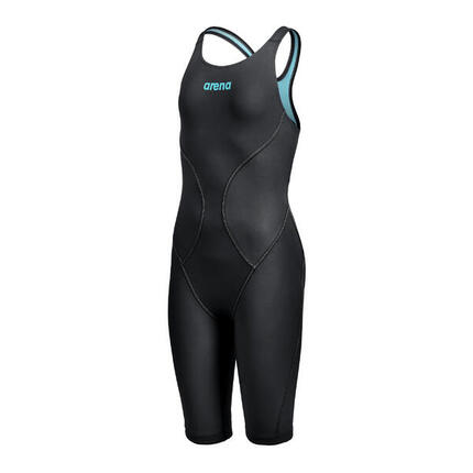 Arena Powerskin Girls Impulso Openback Kneesuit - Black / Teal - 24