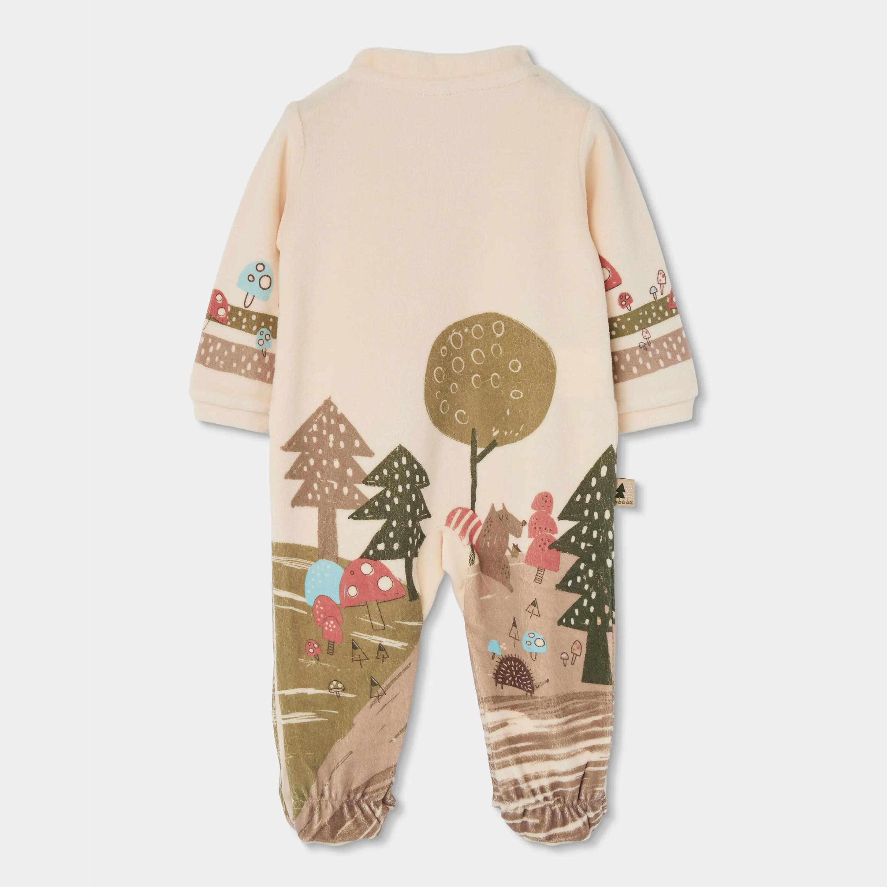 Pelele felpa bebé crudo estampado bosque 2/4