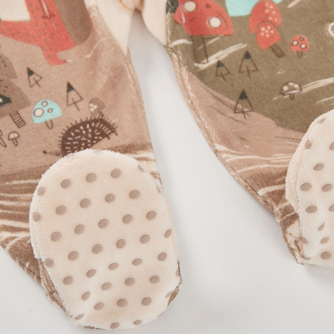 Pelele felpa bebé crudo estampado bosque 4/4