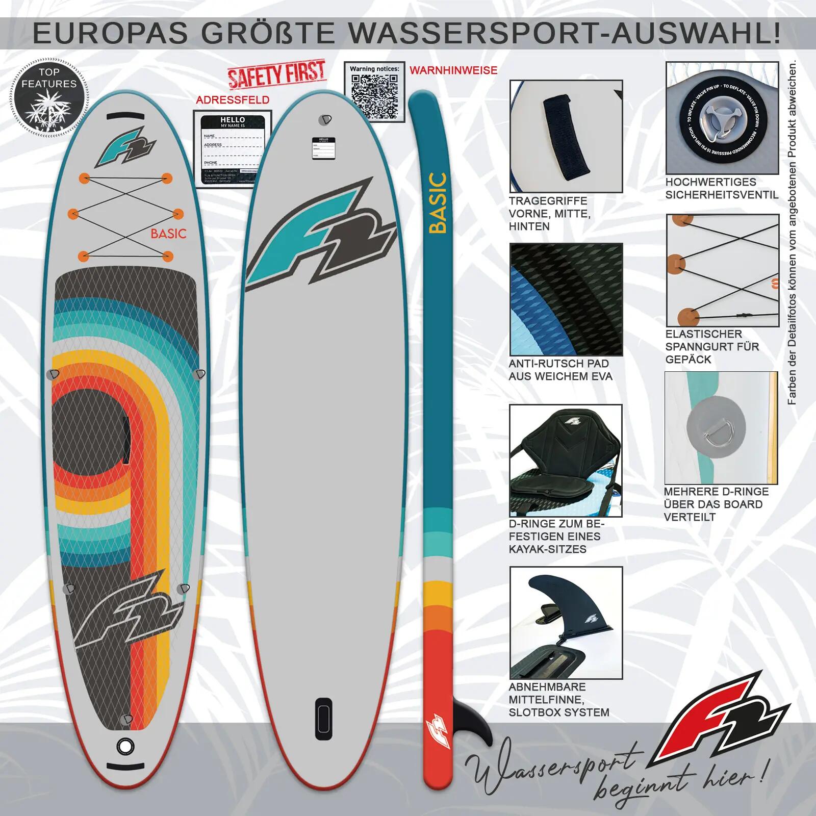 F2  SUP Stand Up Paddle Board Basic Round Sail Set 11'6''  Grau 2/6
