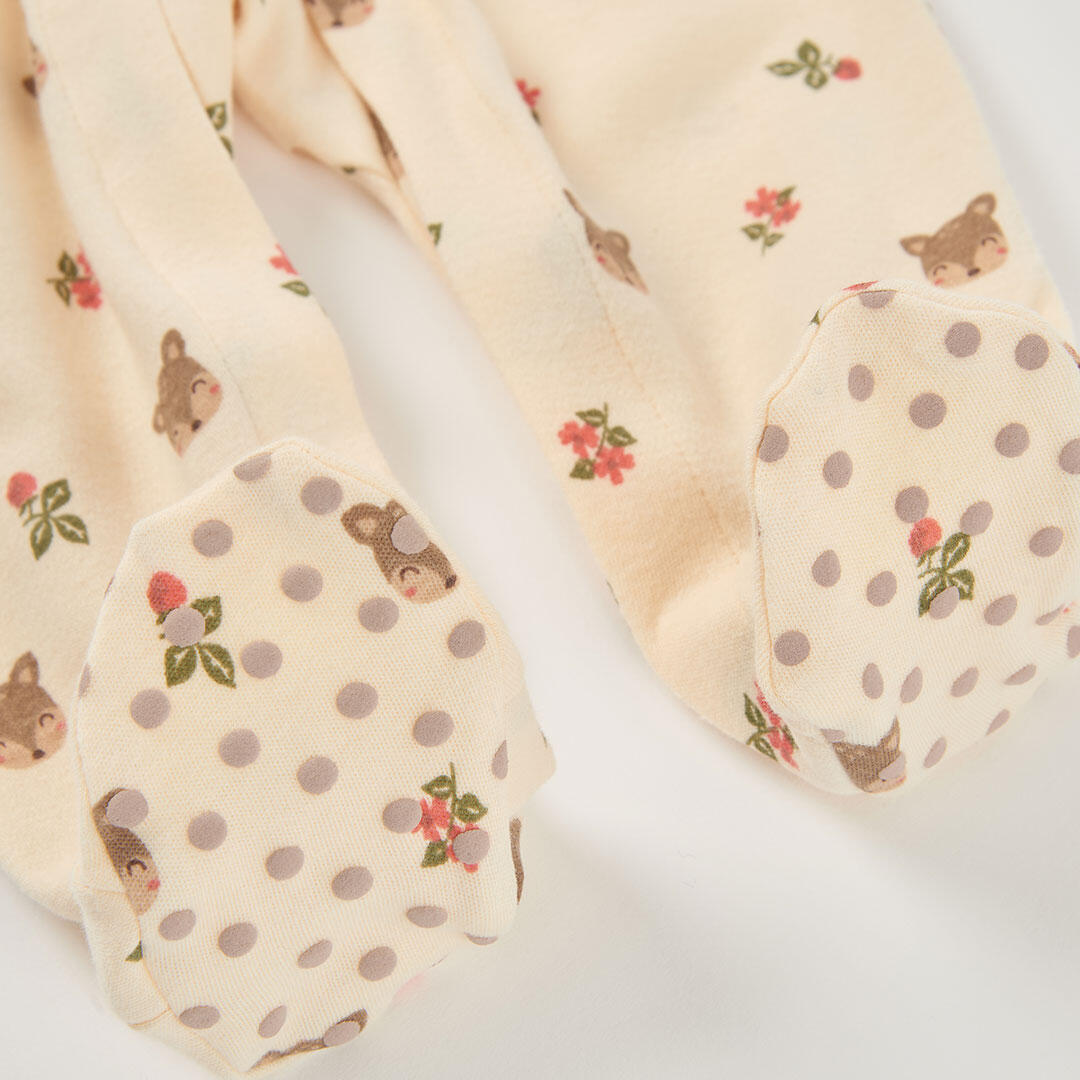 Pelele bebé niña crudo estampado de ositos 4/4