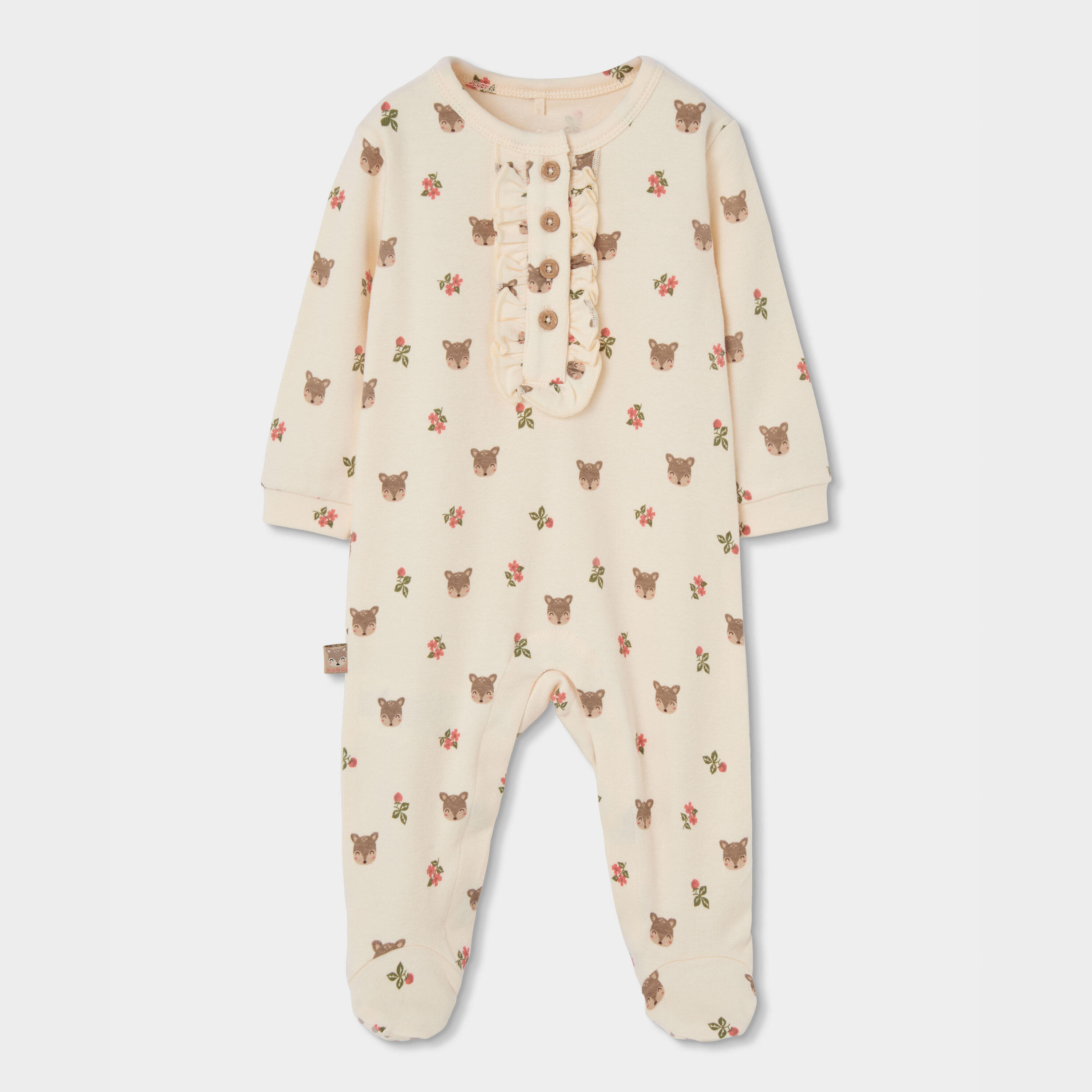 Pelele bebé niña crudo estampado de ositos 1/4