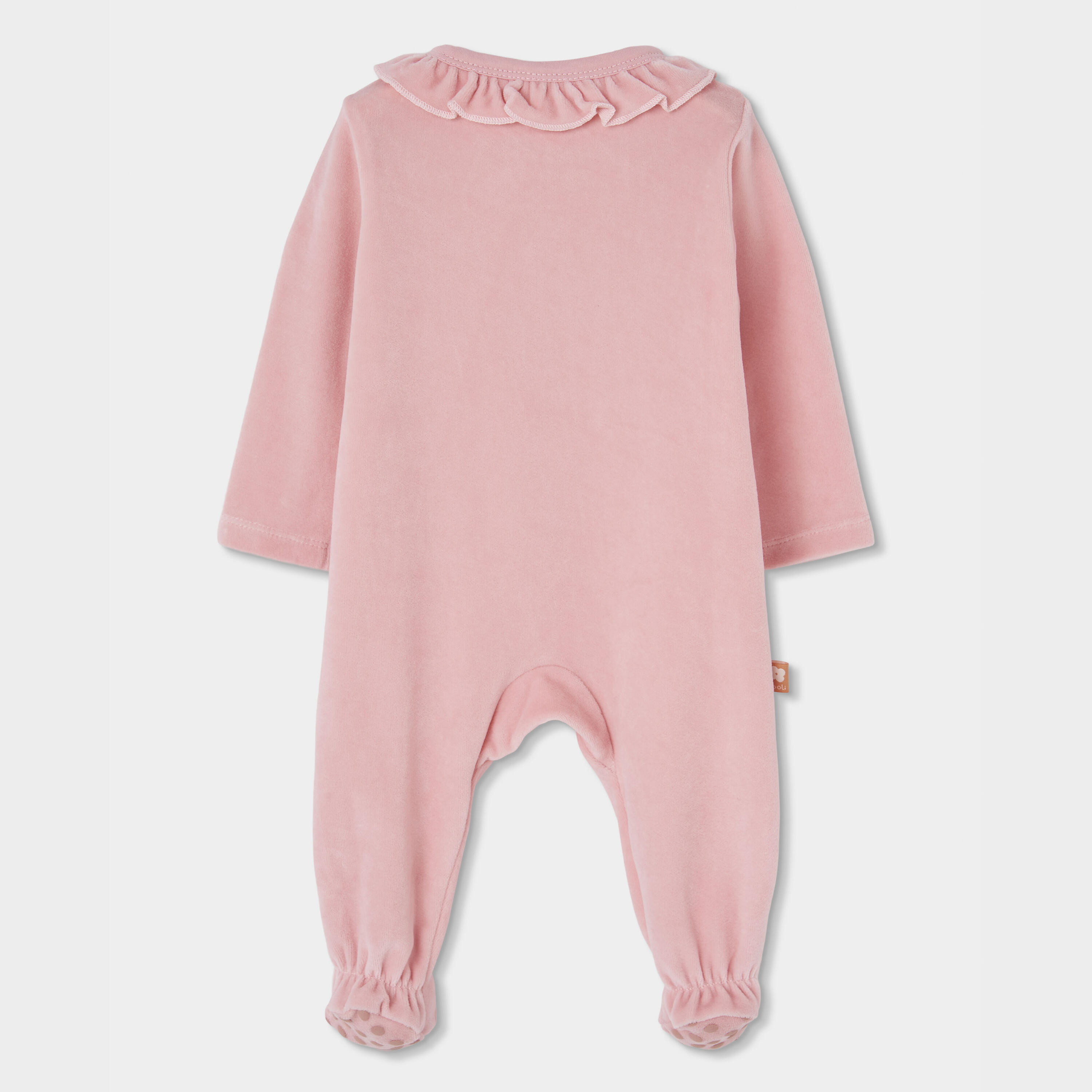 Pelele bebé niña rosa bordado de búhos 2/4