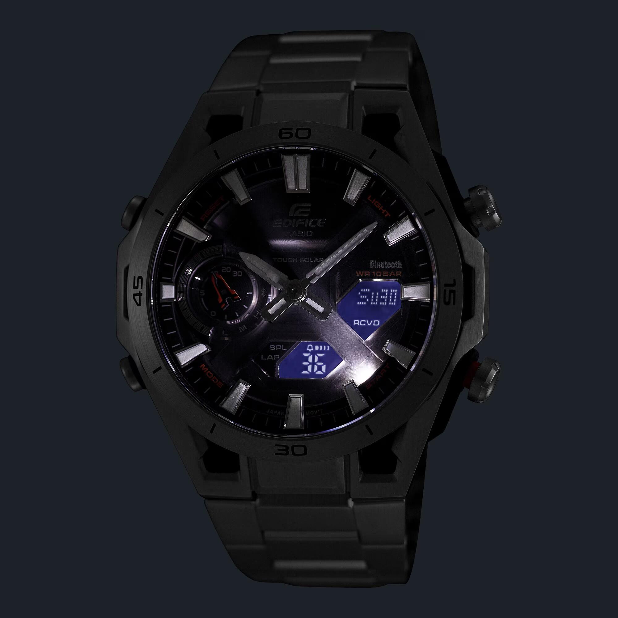 Casio Analoog En Digitaal  Horloge Zilverkleurig/Grijs ECB-2300D-1AEF 4/6