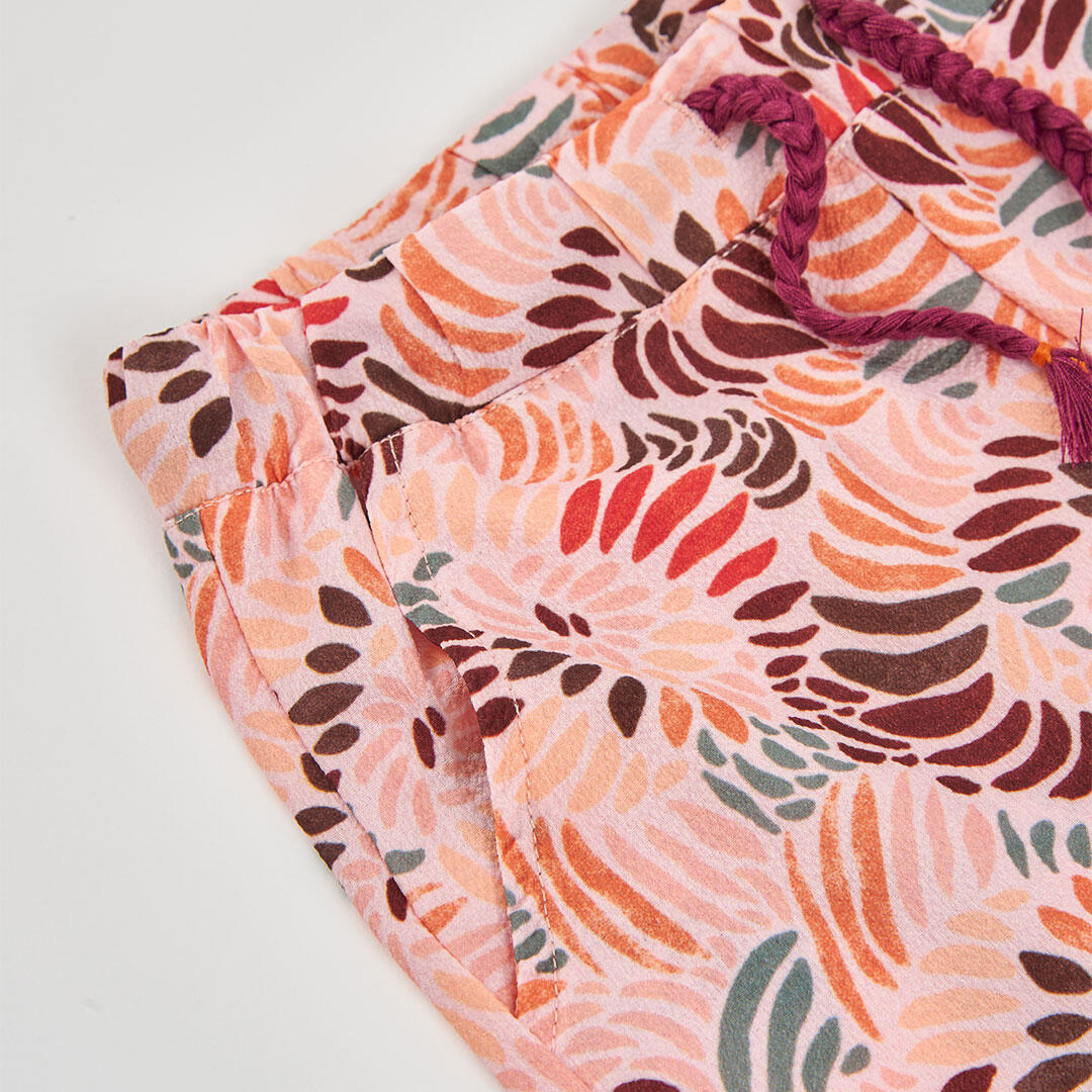 Pantalón estampado de flores de niña 3/4