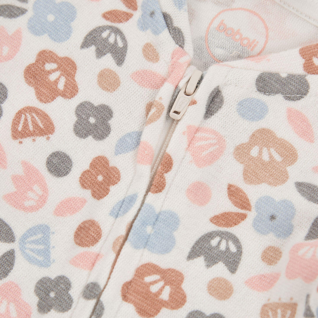 Pelele bebé estampado flores multicolor cremallera 3/4