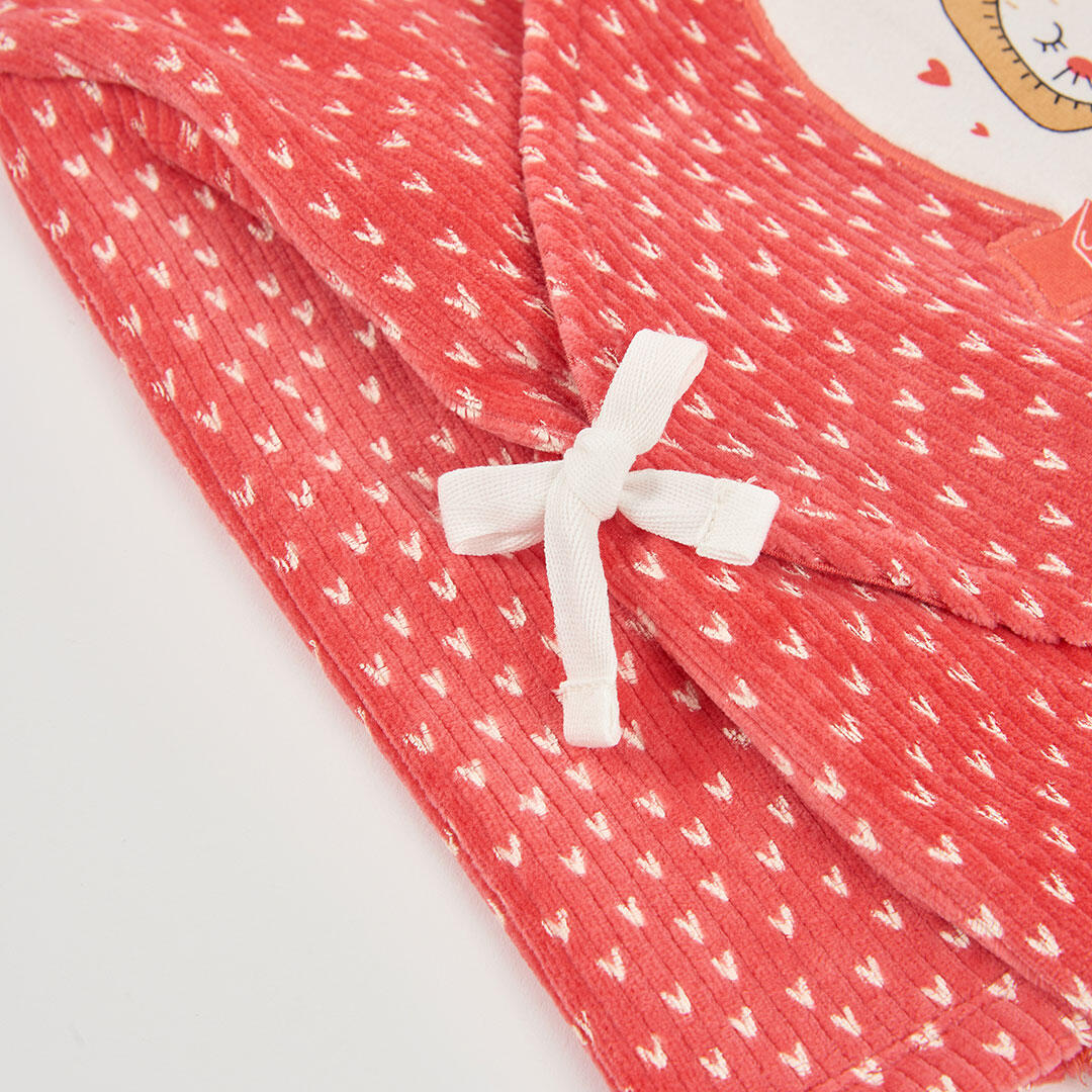Pelele felpa bebé rojo estampado conejito 3/4
