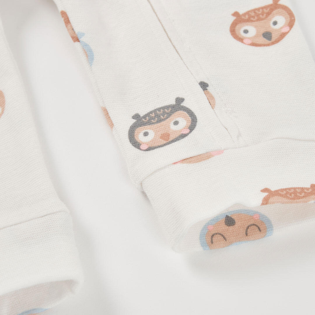 Pelele bebé crudo estampado de búhos 4/4