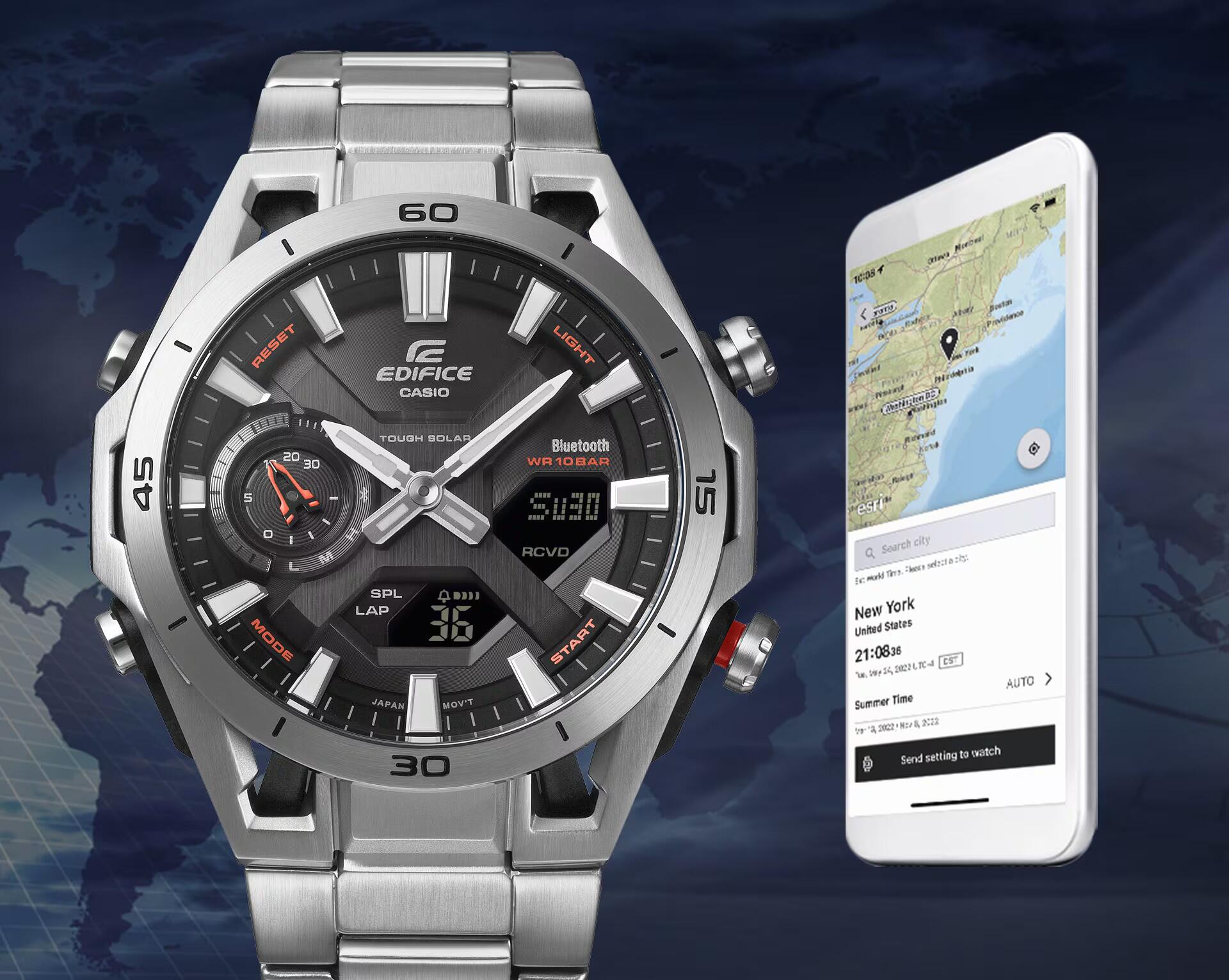 Casio Analoog En Digitaal  Horloge Zilverkleurig/Grijs ECB-2300D-1AEF 5/6