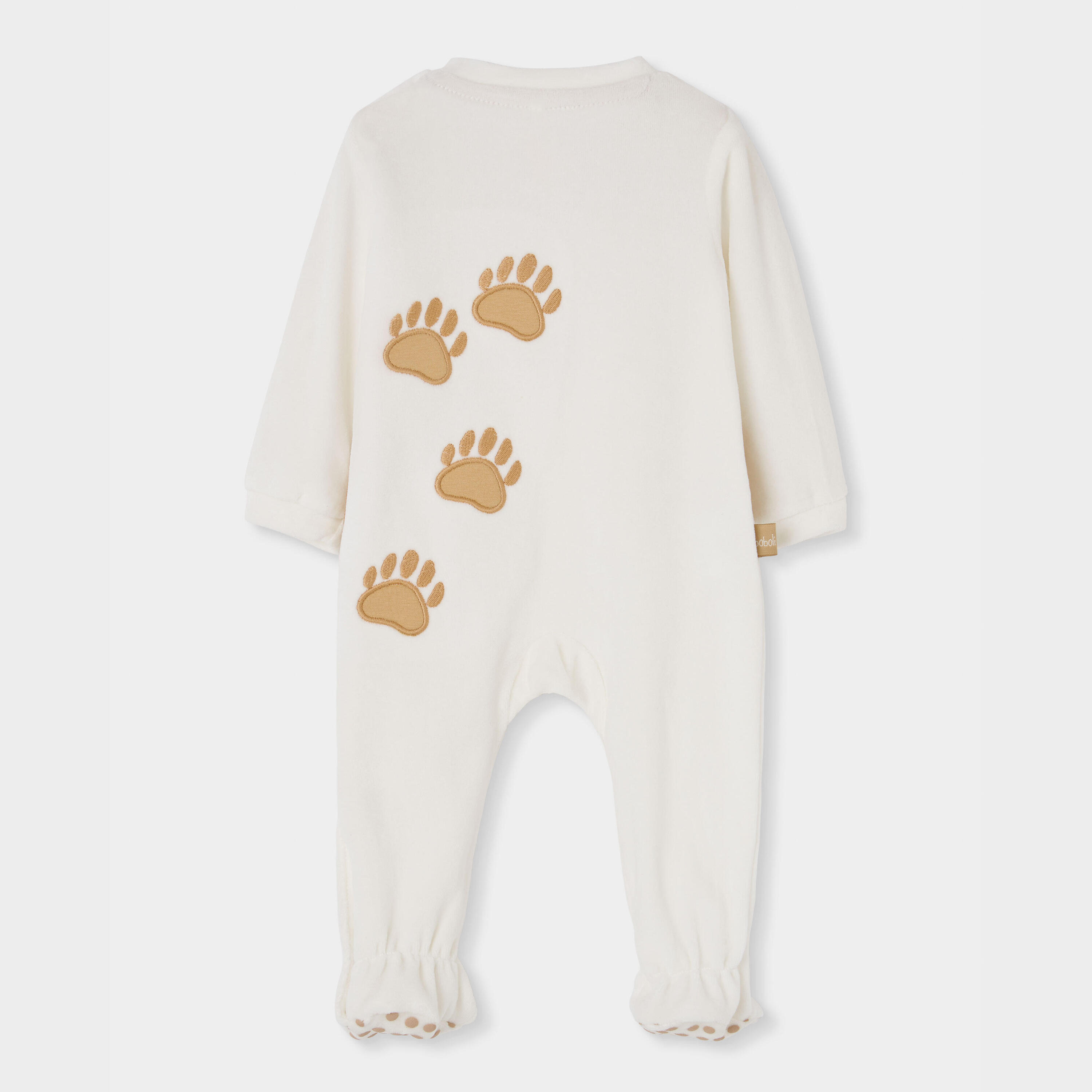 Pelele bebé blanco bordado de oso 2/4