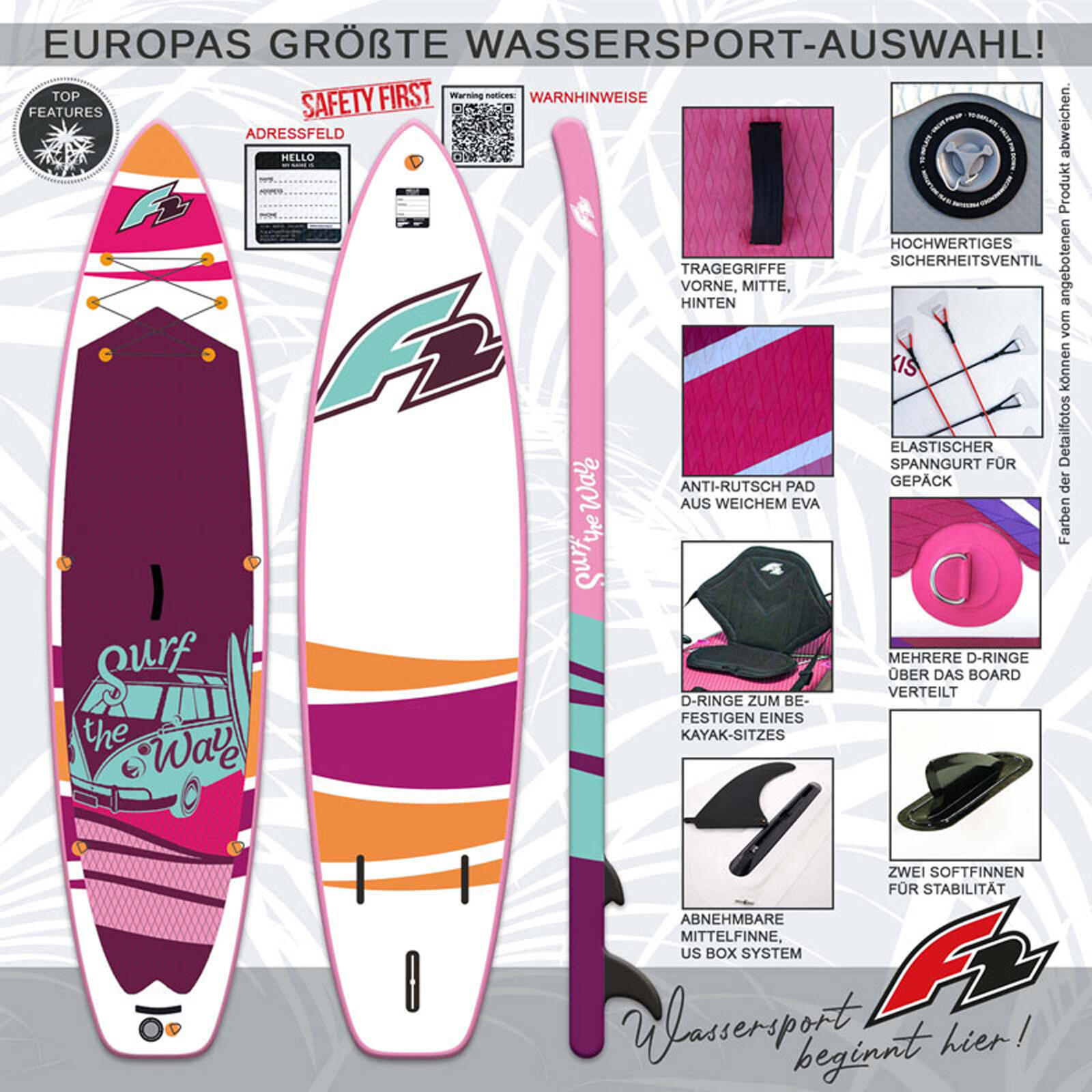 F2 Damen SUP Board Surf the Wave Limited Edition 10'0'' Pink 2/5