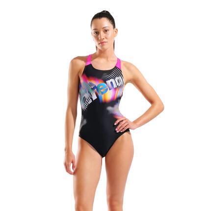 Arena Damen Badeanzug W Lit Logo Swimsuit V Back 010689