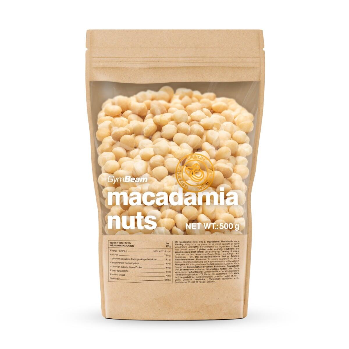 GYMBEAM Makadamové ořechy nepražené nesolené 500 g