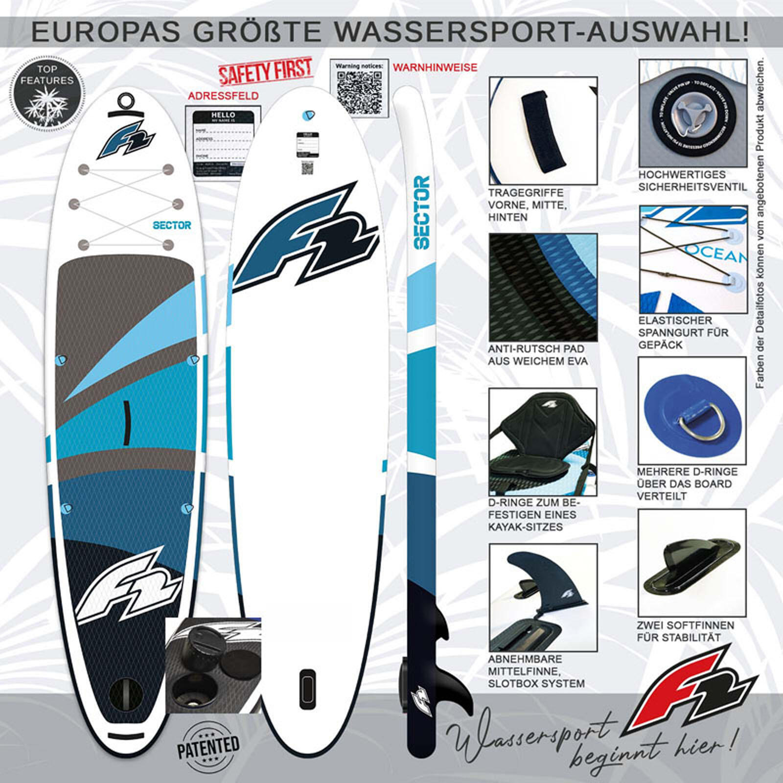 F2  Stand up Paddle Board SECTOR SMART SUP mit E-Pumpe 10,5  Blau 2/7