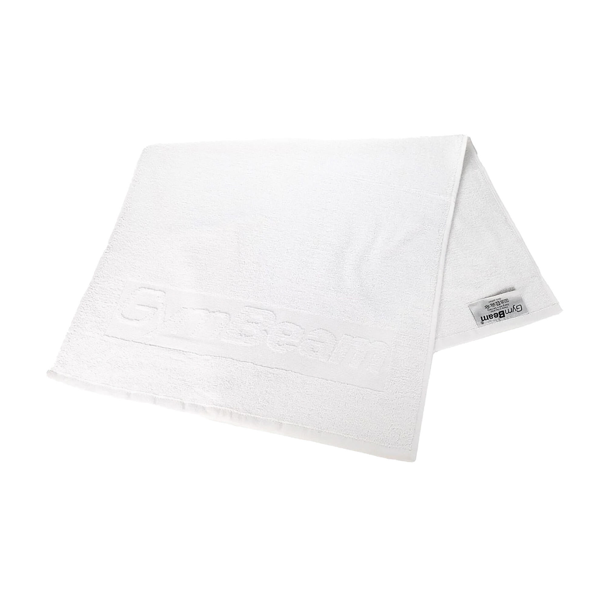 Ręcznik fitness bawełniany 50 x 90 cm biały 3/4