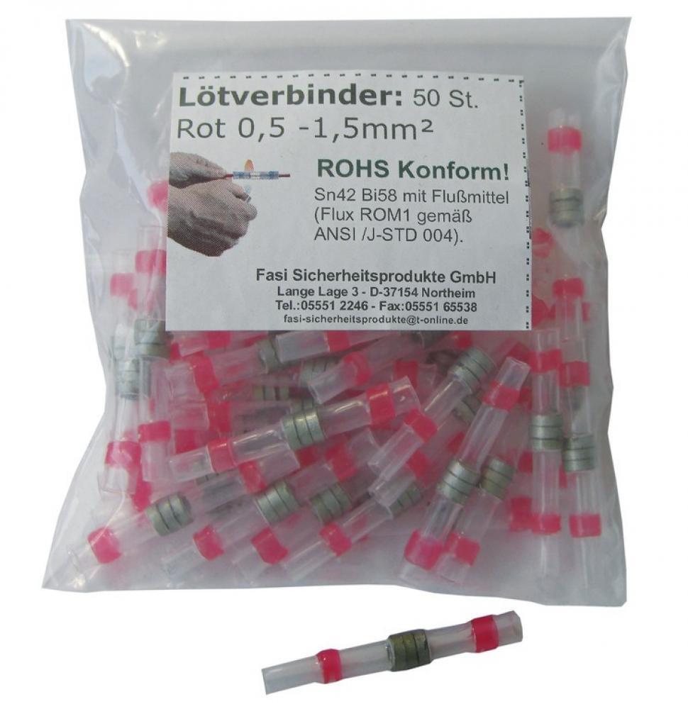 Import Lötverbinder für Lichtkabel rot Polybeutel a 50 Stck. 0,5-1,5 mm 2/3