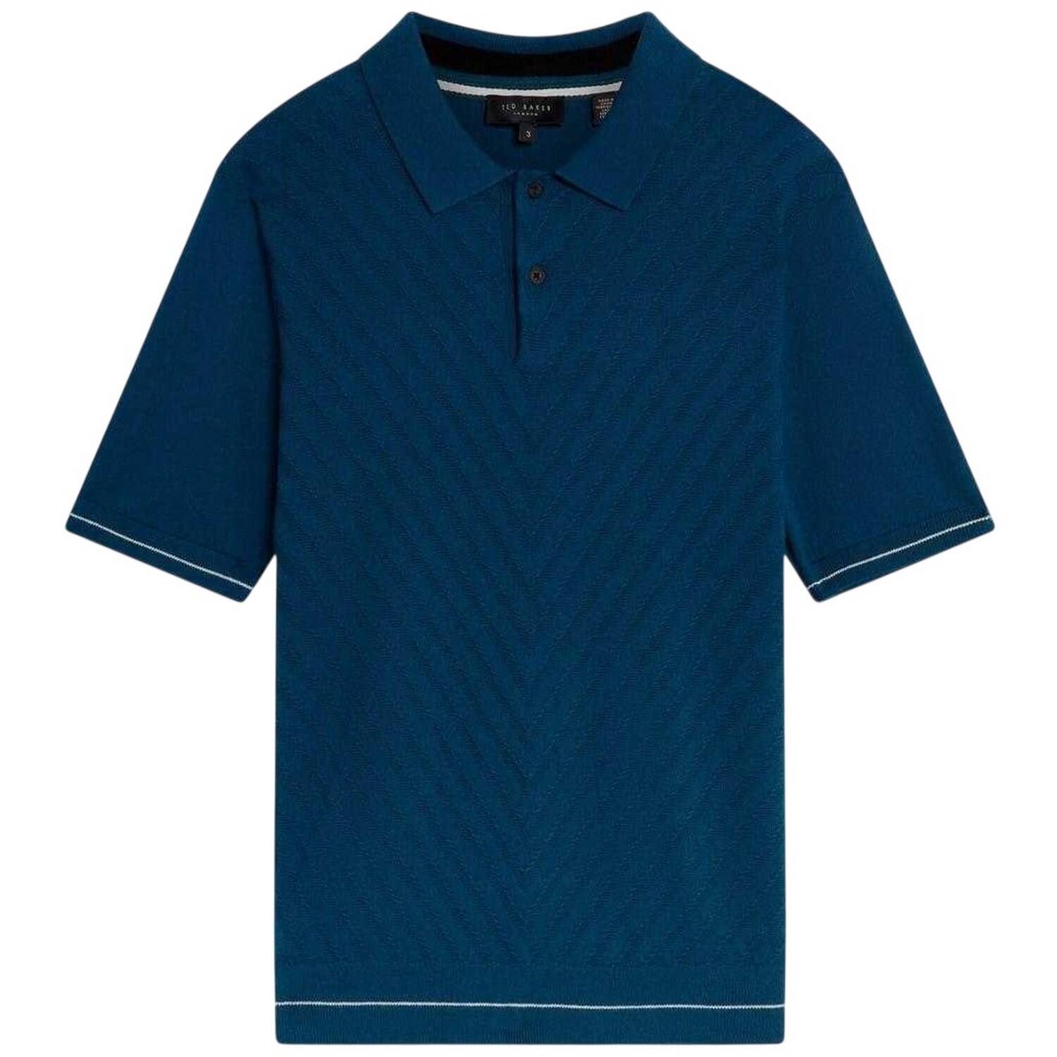 Ted Baker Mens Chevron Knitted Short-Sleeved Polo Shirt