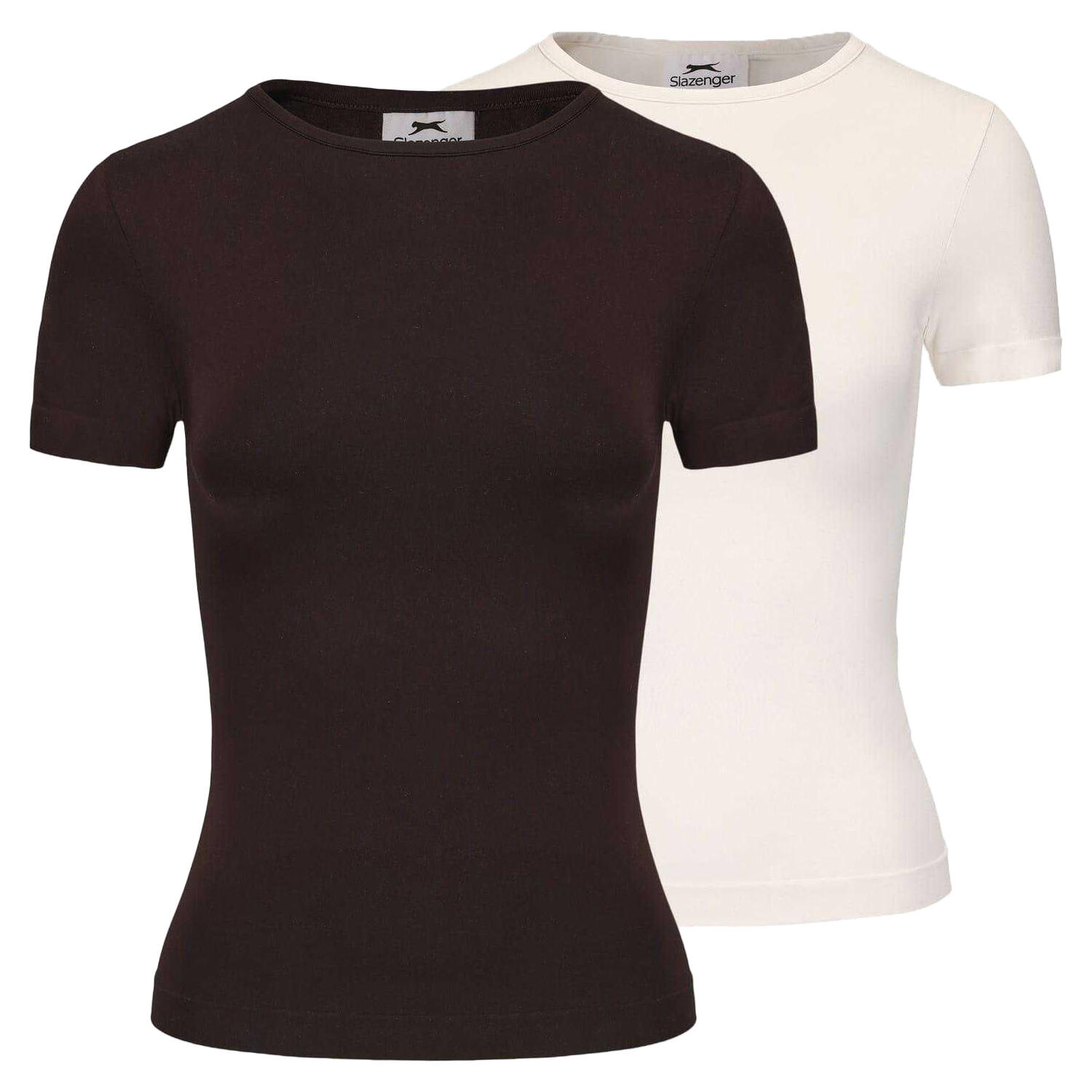 Slazenger Womens/Ladies Crew Neck Slim T-Shirt (Pack of 2)