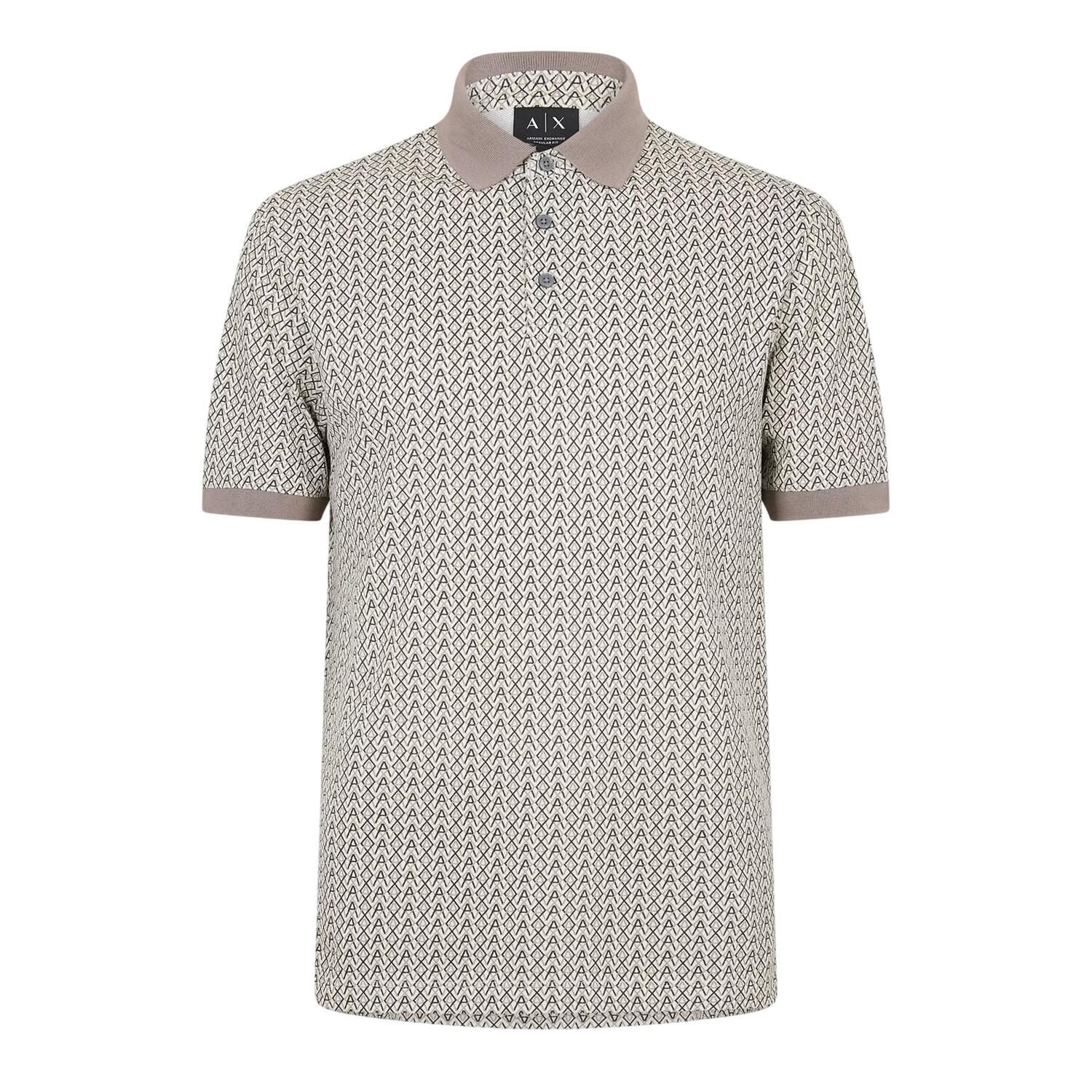 Armani Exchange Mens Monogram Short-Sleeved Polo Shirt