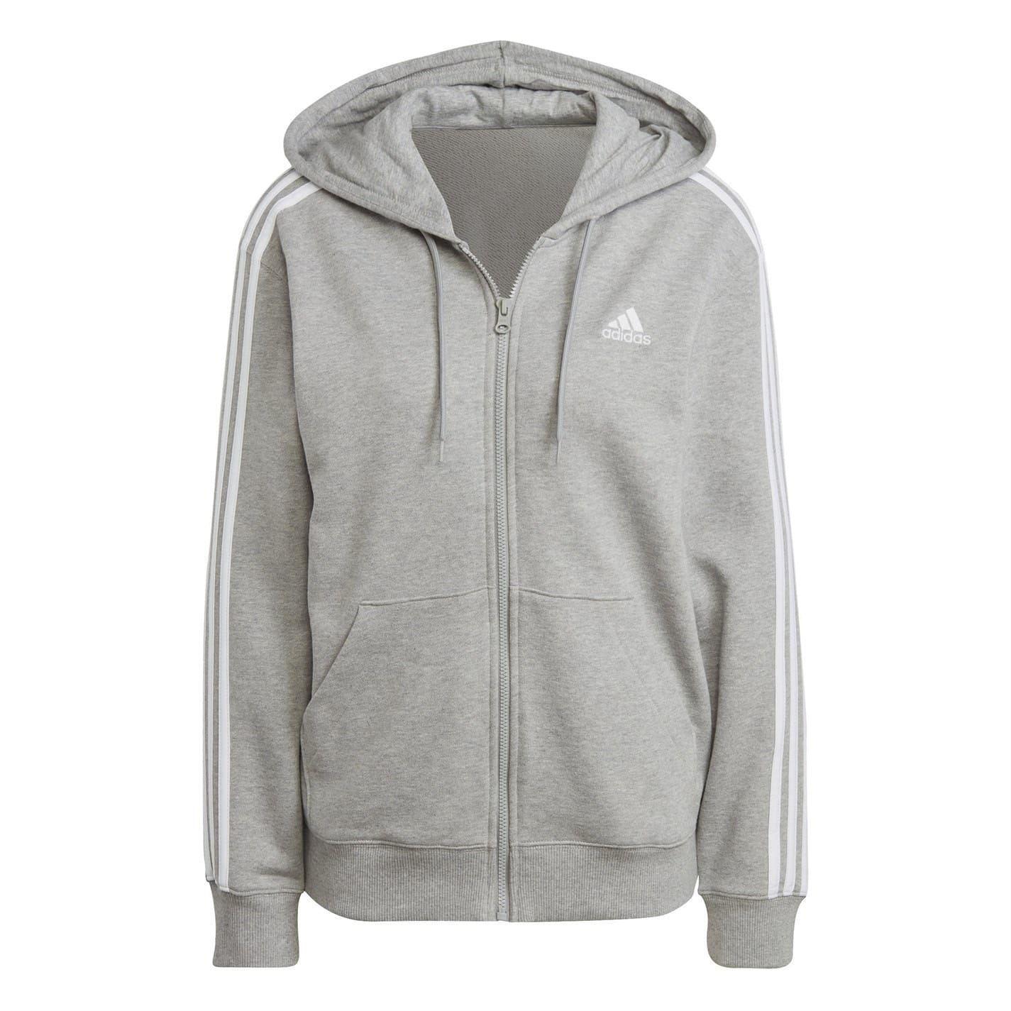 Adidas Womens/Ladies 3 Stripes Fleece Full Zip Hoodie