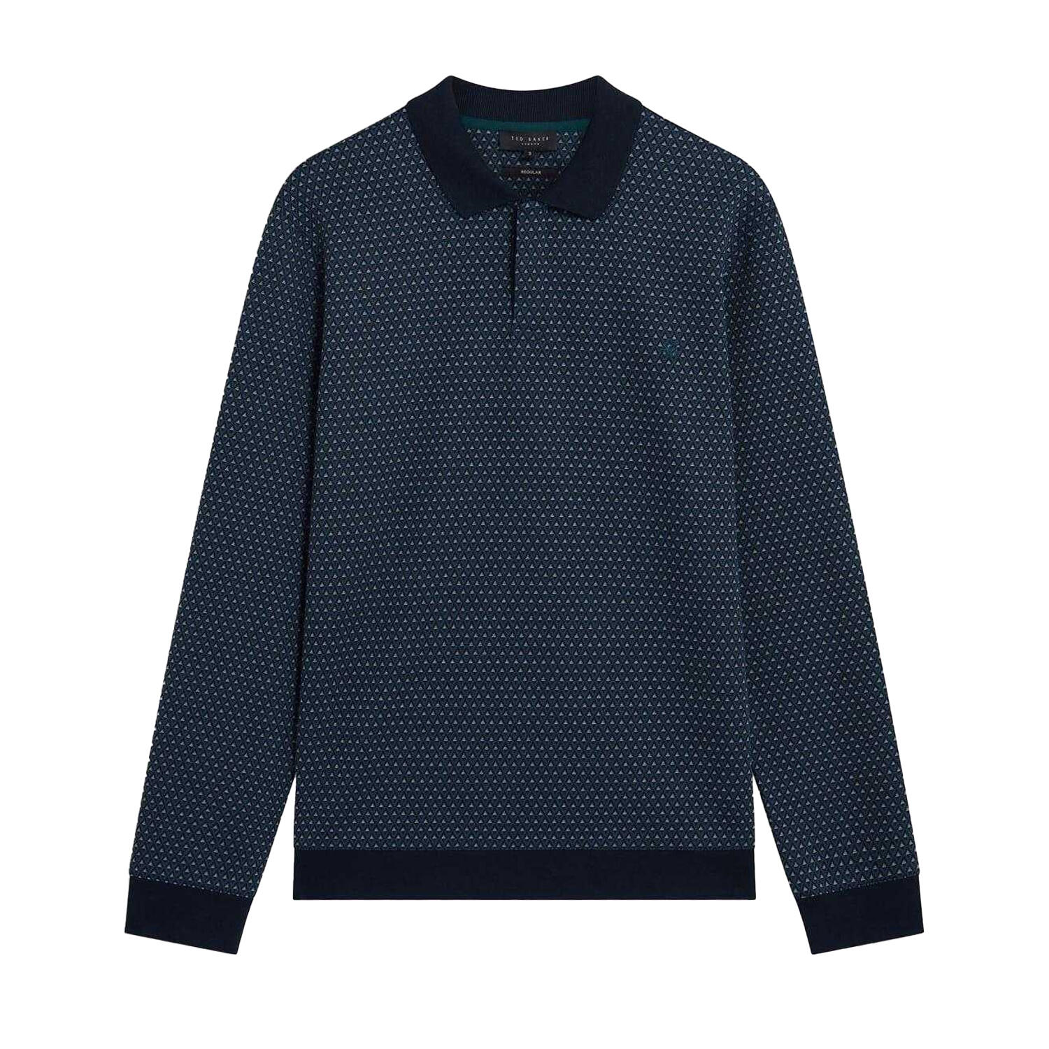 Ted Baker Mens Jacquard Long-Sleeved Polo Shirt