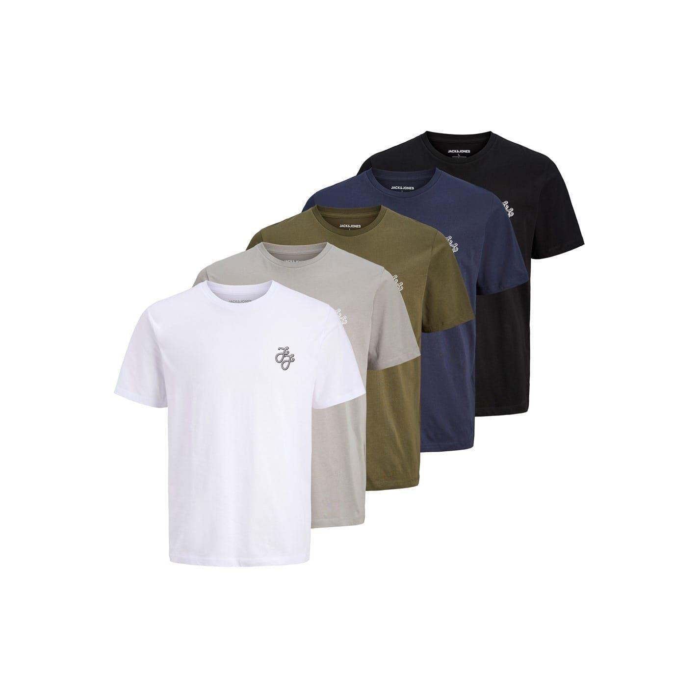 Jack And Jones Mens Corp Cotton T-Shirt (Pack of 5)