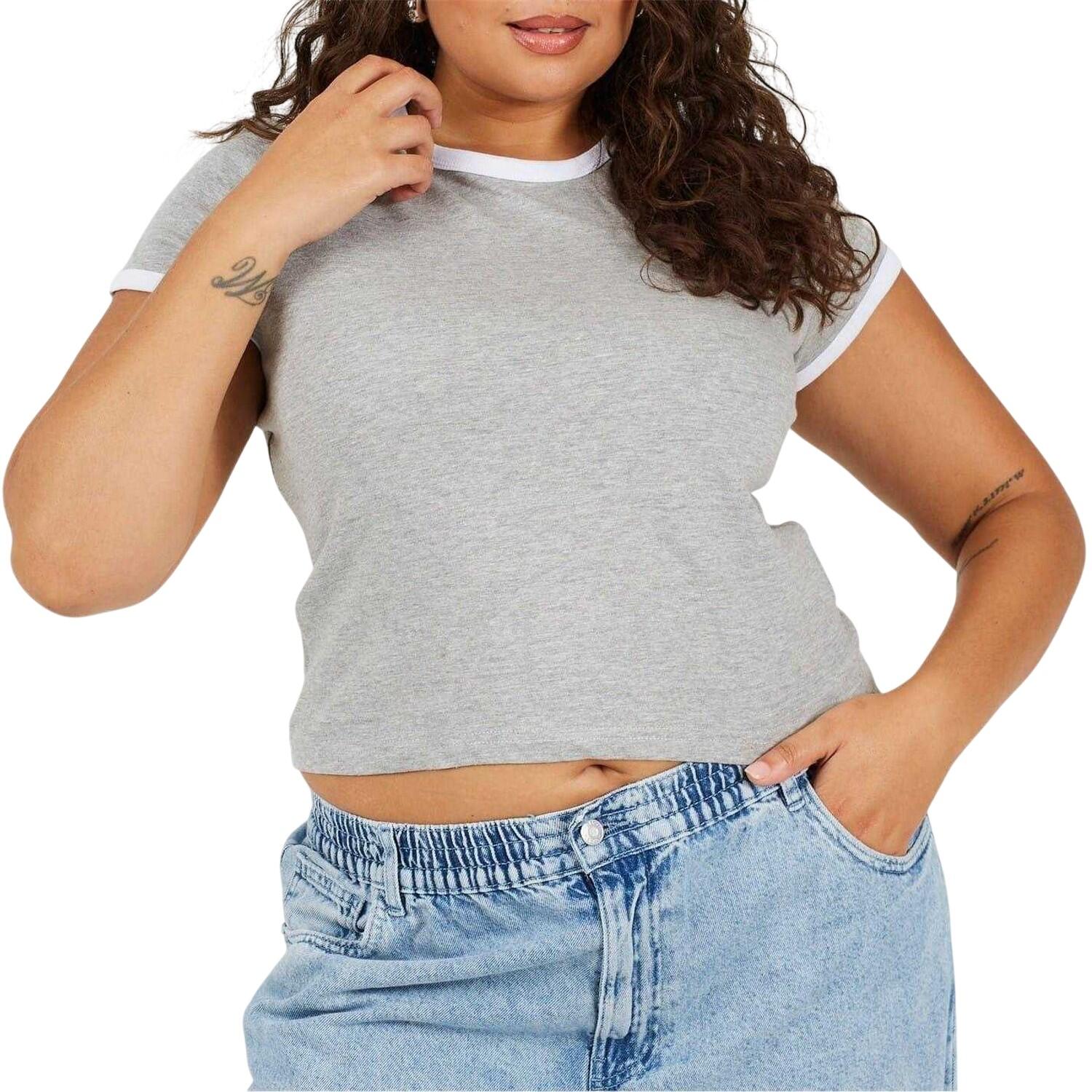 Brave Soul Womens/Ladies Ringer Crew Neck Plus T-Shirt