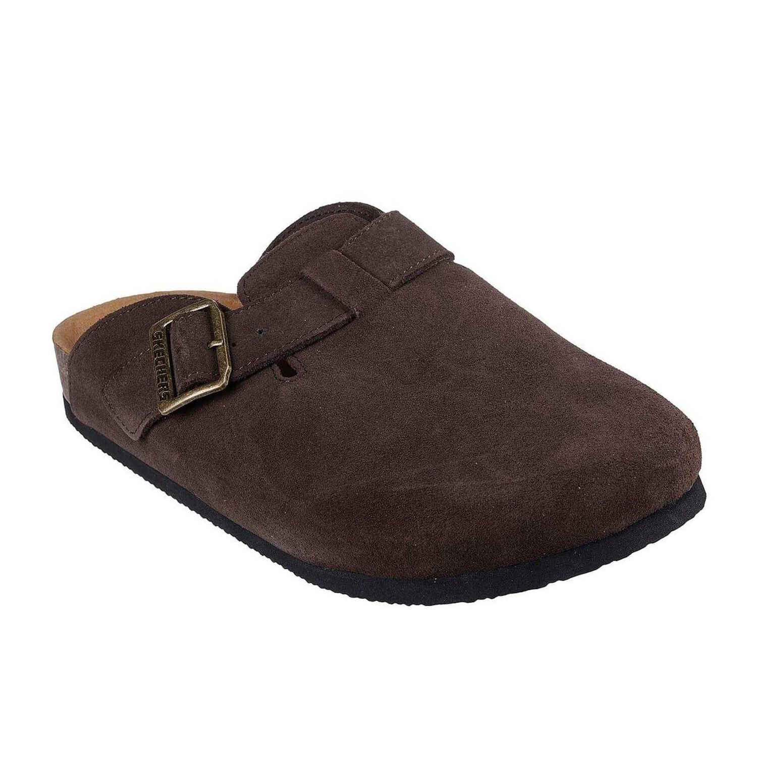 Skechers Mens Suede Flat Mule Slippers