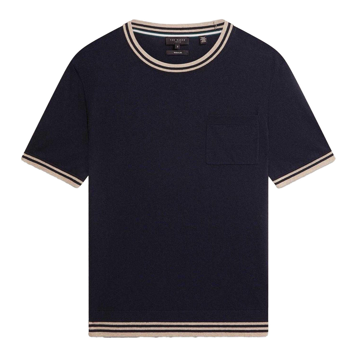Ted Baker Mens Tipped Merino Wool Pocket Regular T-Shirt
