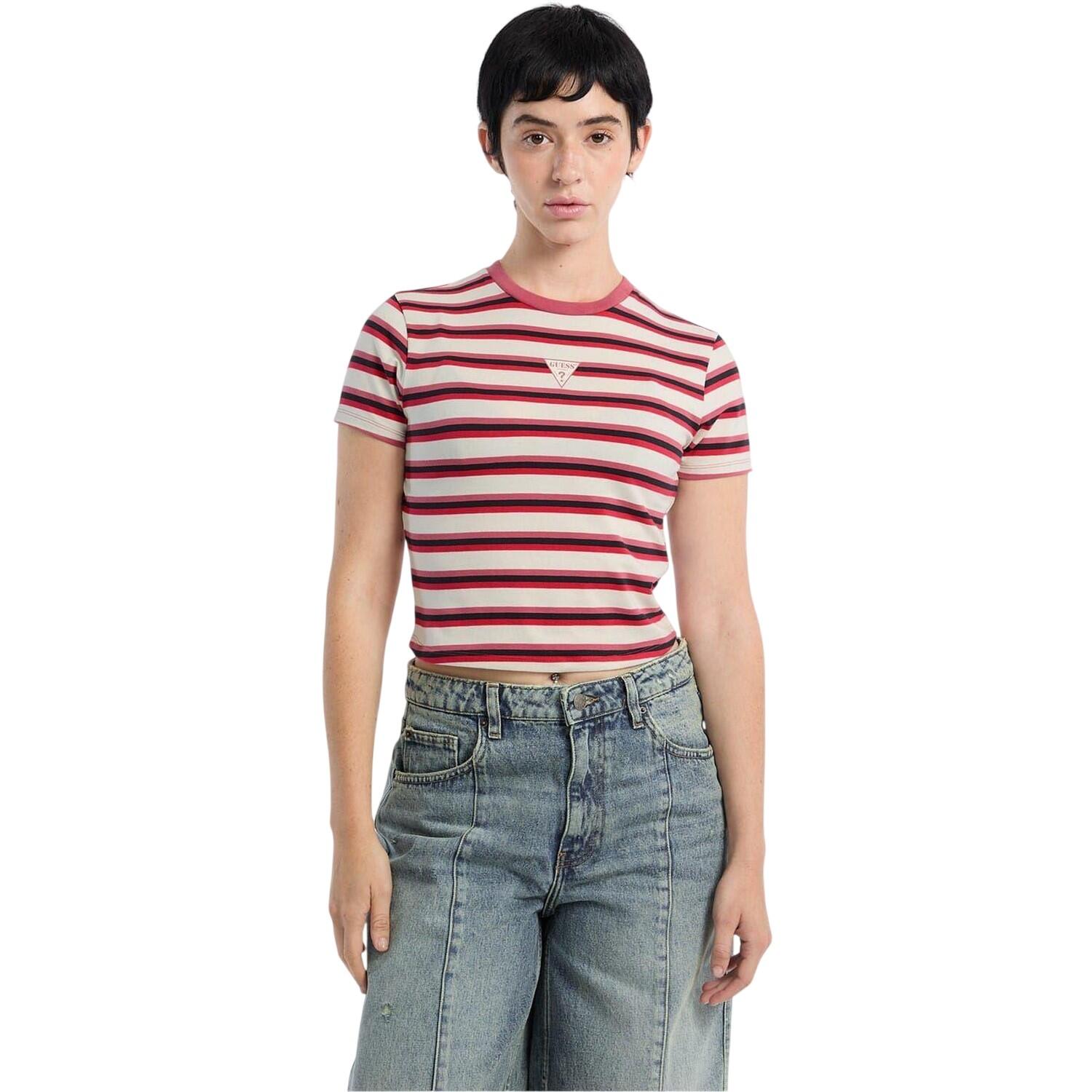 Guess Womens/Ladies Striped Fitted Crop T-Shirt