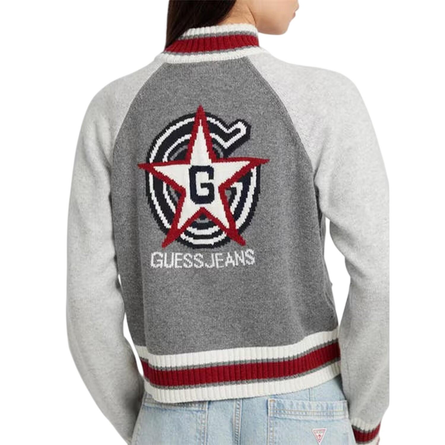 Guess Womens/Ladies Embroidered Logo Full Zip Raglan Sweater Top