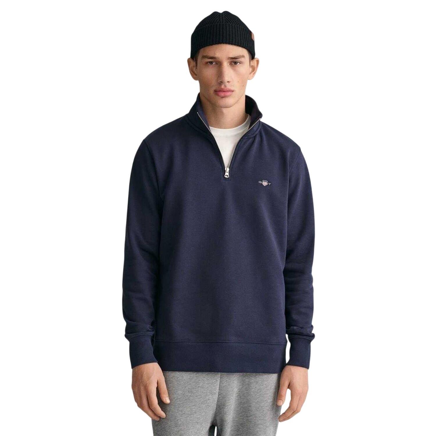 Gant Mens Embroidered Logo Half Zip Sweatshirt